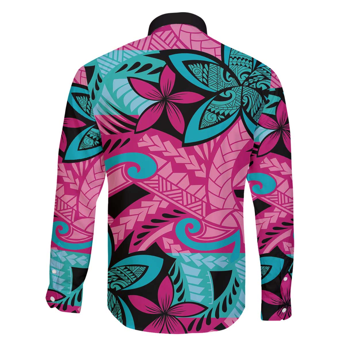 Plumeria Polynesian Pattern Family Matching Off The Shoulder Long Sleeve Dress and Hawaiian Shirt Unique Fantasy Pink Teal