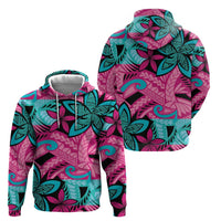 Plumeria Polynesian Pattern Hoodie Unique Fantasy Pink Teal