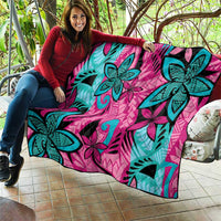 Plumeria Polynesian Pattern Quilt Unique Fantasy Pink Teal