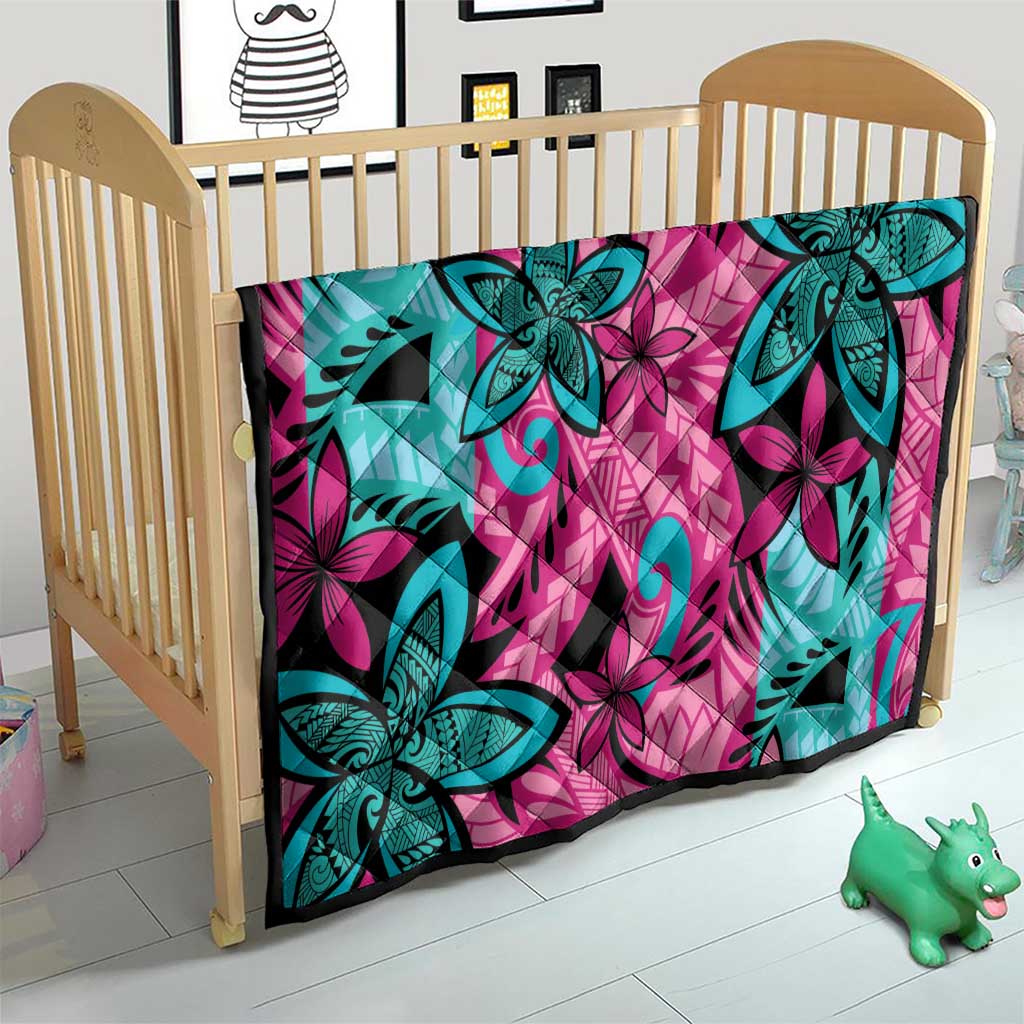 Plumeria Polynesian Pattern Quilt Unique Fantasy Pink Teal