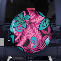 Plumeria Polynesian Pattern Spare Tire Cover Unique Fantasy Pink Teal LT01 No hole Pink - Polynesian Pride
