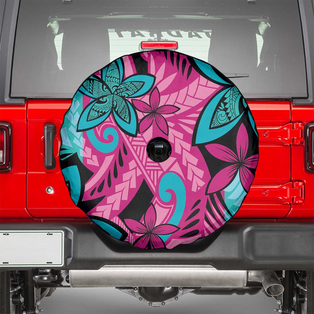 Plumeria Polynesian Pattern Spare Tire Cover Unique Fantasy Pink Teal LT01 - Polynesian Pride