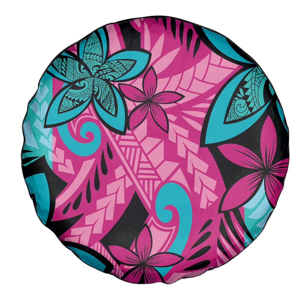 Plumeria Polynesian Pattern Spare Tire Cover Unique Fantasy Pink Teal LT01 - Polynesian Pride