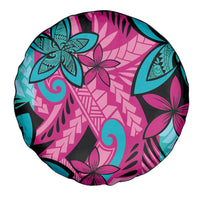 Plumeria Polynesian Pattern Spare Tire Cover Unique Fantasy Pink Teal LT01 - Polynesian Pride