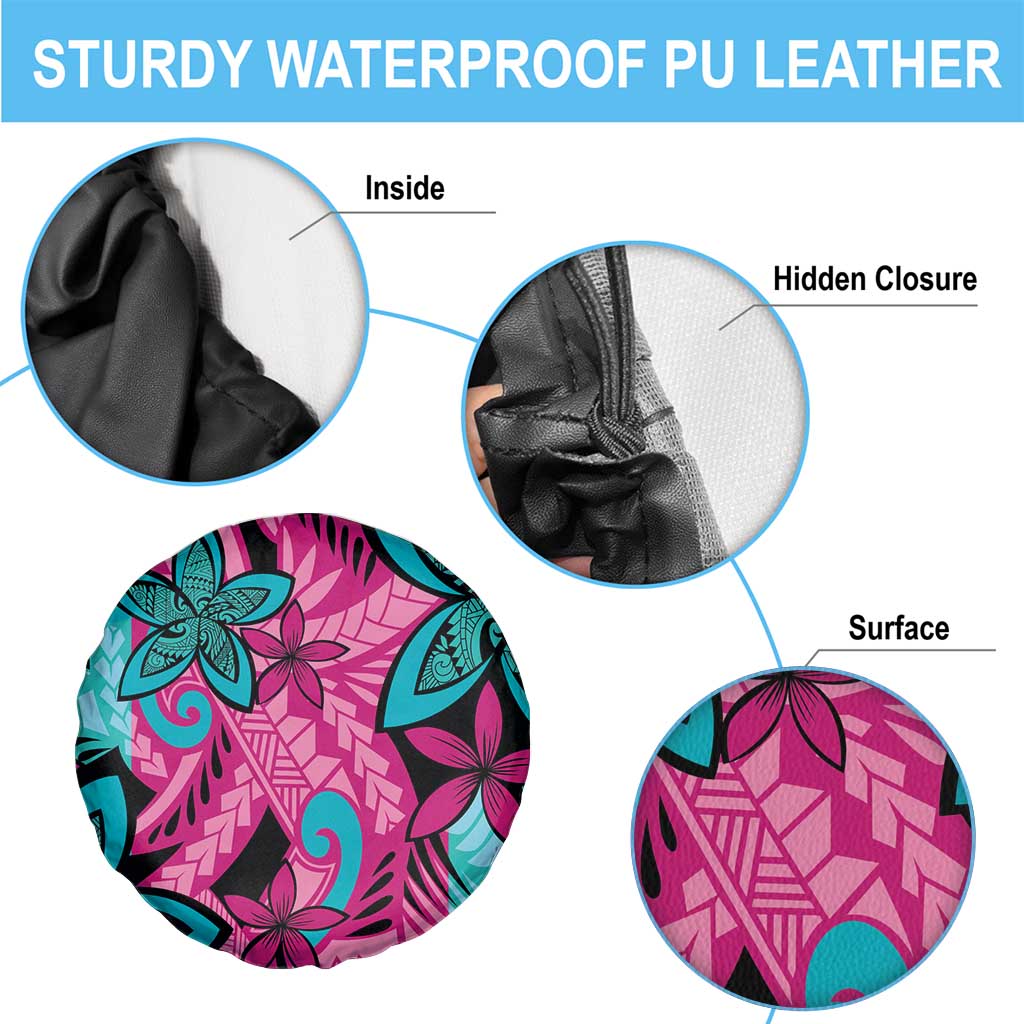 Plumeria Polynesian Pattern Spare Tire Cover Unique Fantasy Pink Teal LT01 - Polynesian Pride