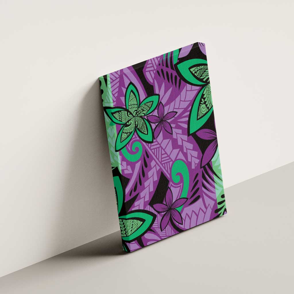 Plumeria Polynesian Pattern Canvas Wall Art Unique Fantasy Purple Green