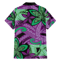 Plumeria Polynesian Pattern Family Matching Long Sleeve Bodycon Dress and Hawaiian Shirt Unique Fantasy Purple Green