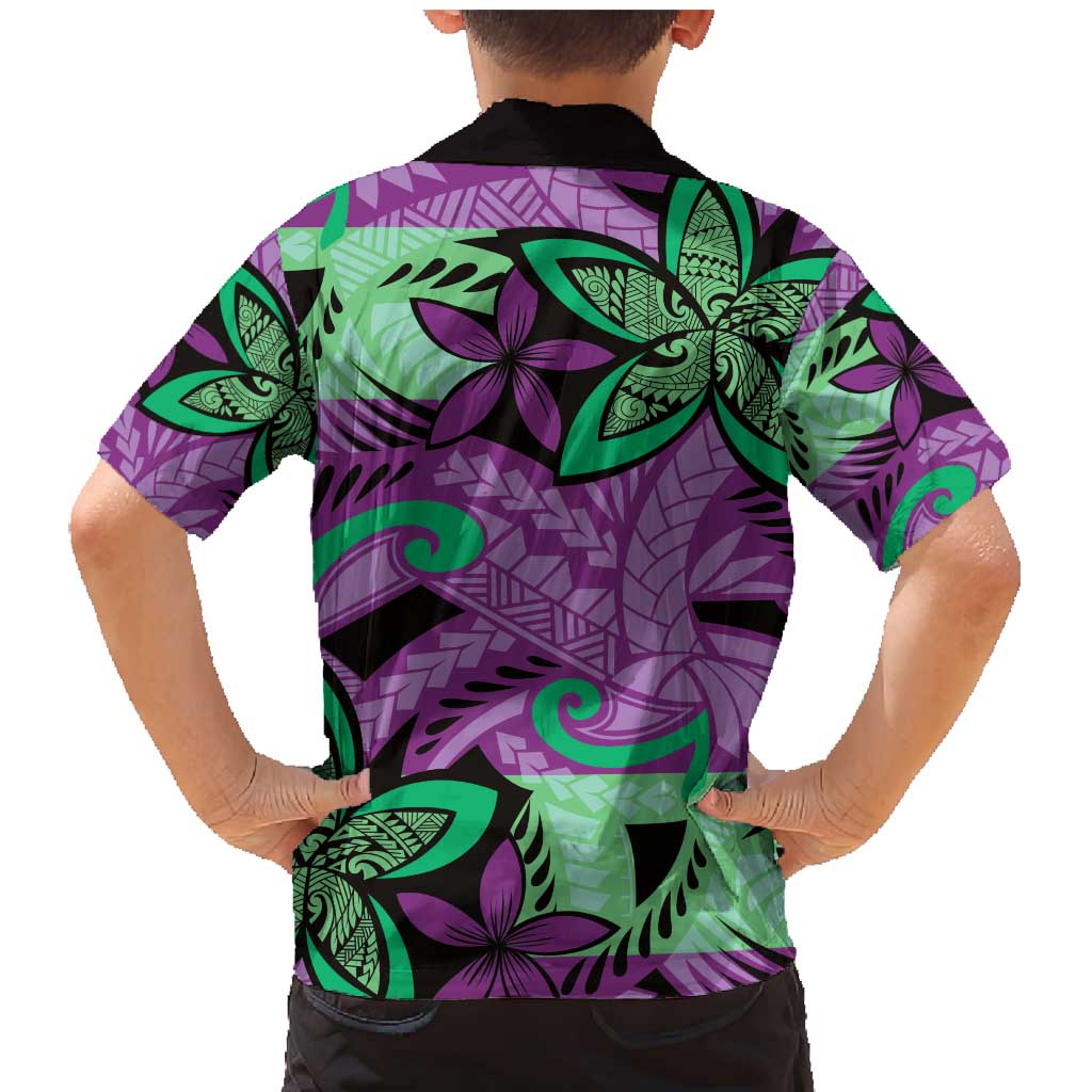 Plumeria Polynesian Pattern Family Matching Mermaid Dress and Hawaiian Shirt Unique Fantasy Purple Green