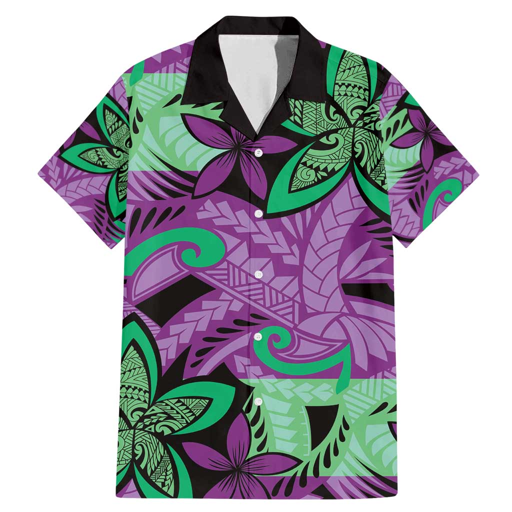 Plumeria Polynesian Pattern Family Matching Mermaid Dress and Hawaiian Shirt Unique Fantasy Purple Green