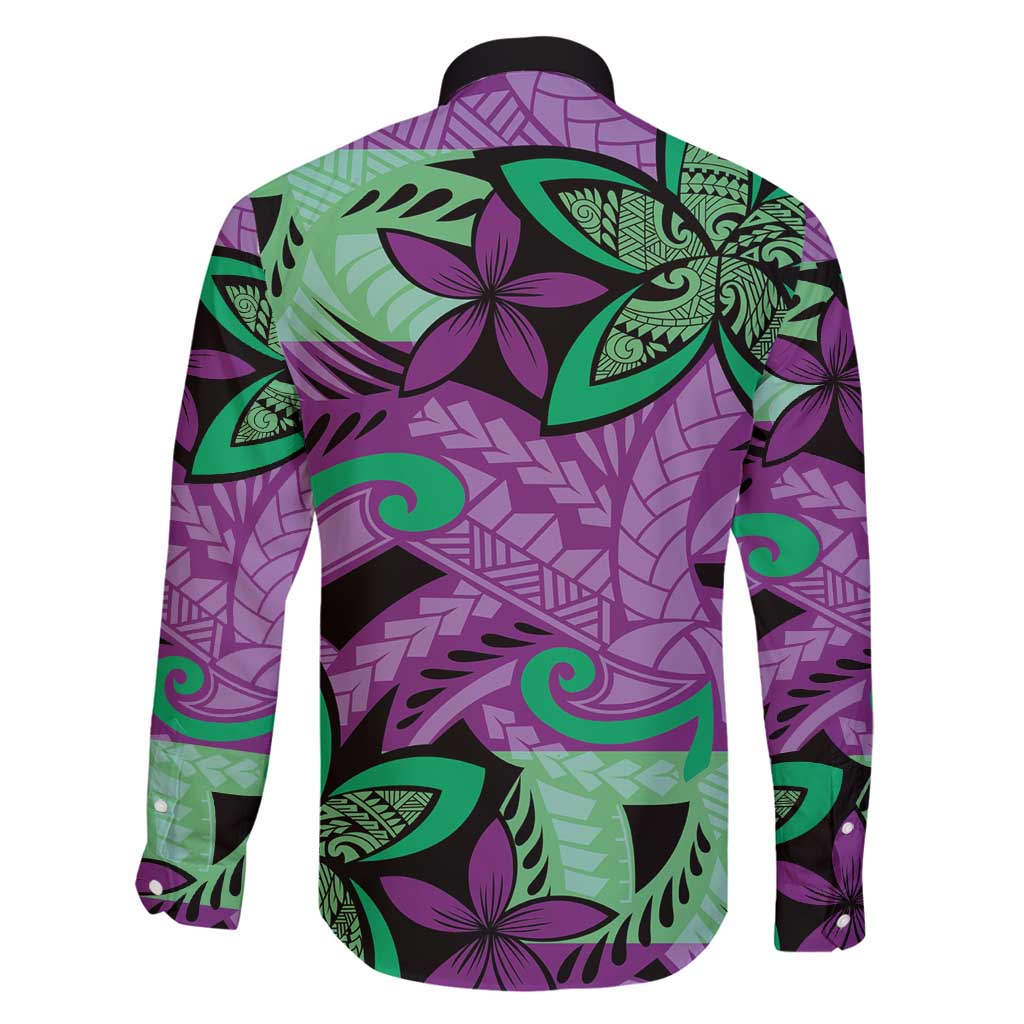 Plumeria Polynesian Pattern Family Matching Mermaid Dress and Hawaiian Shirt Unique Fantasy Purple Green