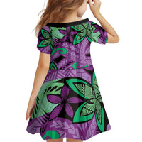 Plumeria Polynesian Pattern Family Matching Puletasi and Hawaiian Shirt Unique Fantasy Purple Green