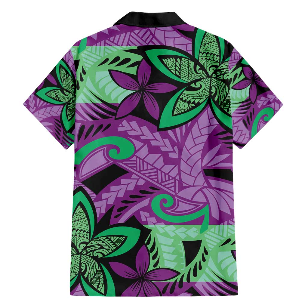 Plumeria Polynesian Pattern Hawaiian Shirt Unique Fantasy Purple Green