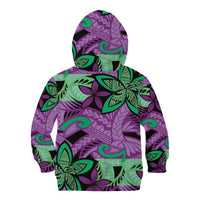 Plumeria Polynesian Pattern Kid Hoodie Unique Fantasy Purple Green LT01 - Polynesian Pride