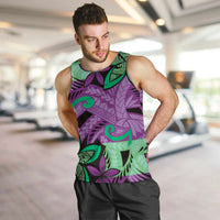 Plumeria Polynesian Pattern Men Tank Top Unique Fantasy Purple Green