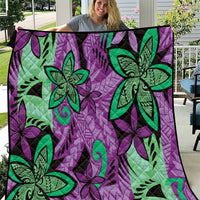 Plumeria Polynesian Pattern Quilt Unique Fantasy Purple Green