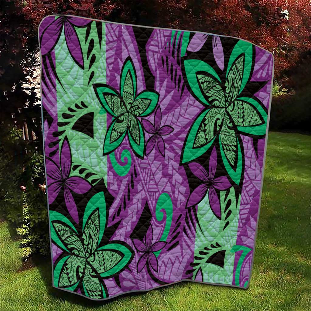 Plumeria Polynesian Pattern Quilt Unique Fantasy Purple Green