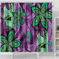 Plumeria Polynesian Pattern Shower Curtain Unique Fantasy Purple Green