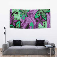 Plumeria Polynesian Pattern Tapestry Unique Fantasy Purple Green