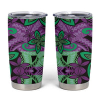 Plumeria Polynesian Pattern Tumbler Cup Unique Fantasy Purple Green