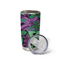 Plumeria Polynesian Pattern Tumbler Cup Unique Fantasy Purple Green