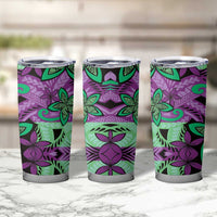 Plumeria Polynesian Pattern Tumbler Cup Unique Fantasy Purple Green