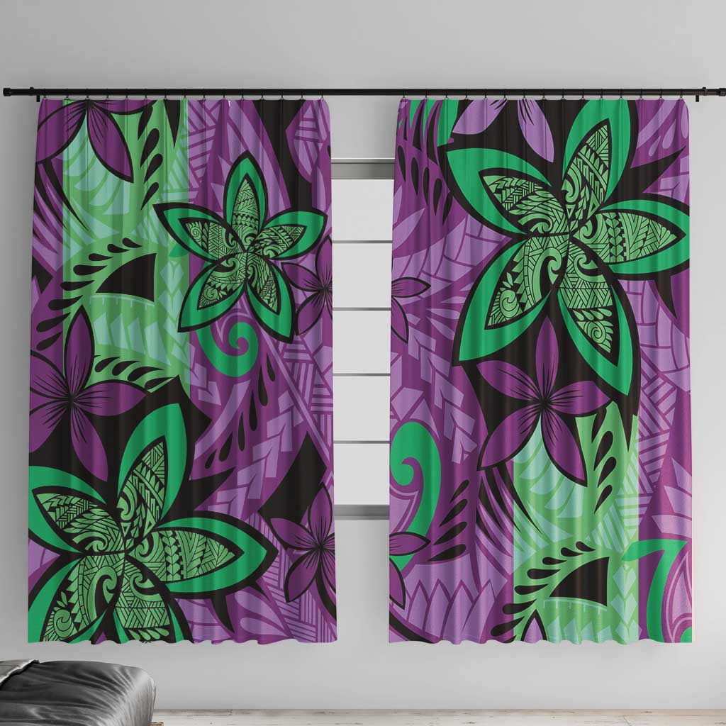 Plumeria Polynesian Pattern Window Curtain Unique Fantasy Purple Green