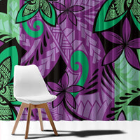 Plumeria Polynesian Pattern Window Curtain Unique Fantasy Purple Green