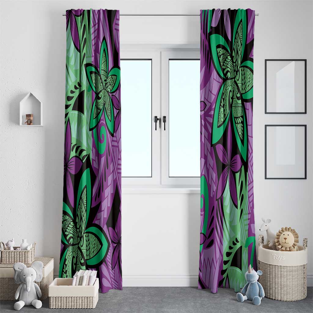 Plumeria Polynesian Pattern Window Curtain Unique Fantasy Purple Green