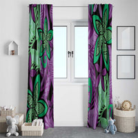 Plumeria Polynesian Pattern Window Curtain Unique Fantasy Purple Green
