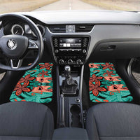 Plumeria Polynesian Pattern Car Mats Unique Fantasy Teal Orange