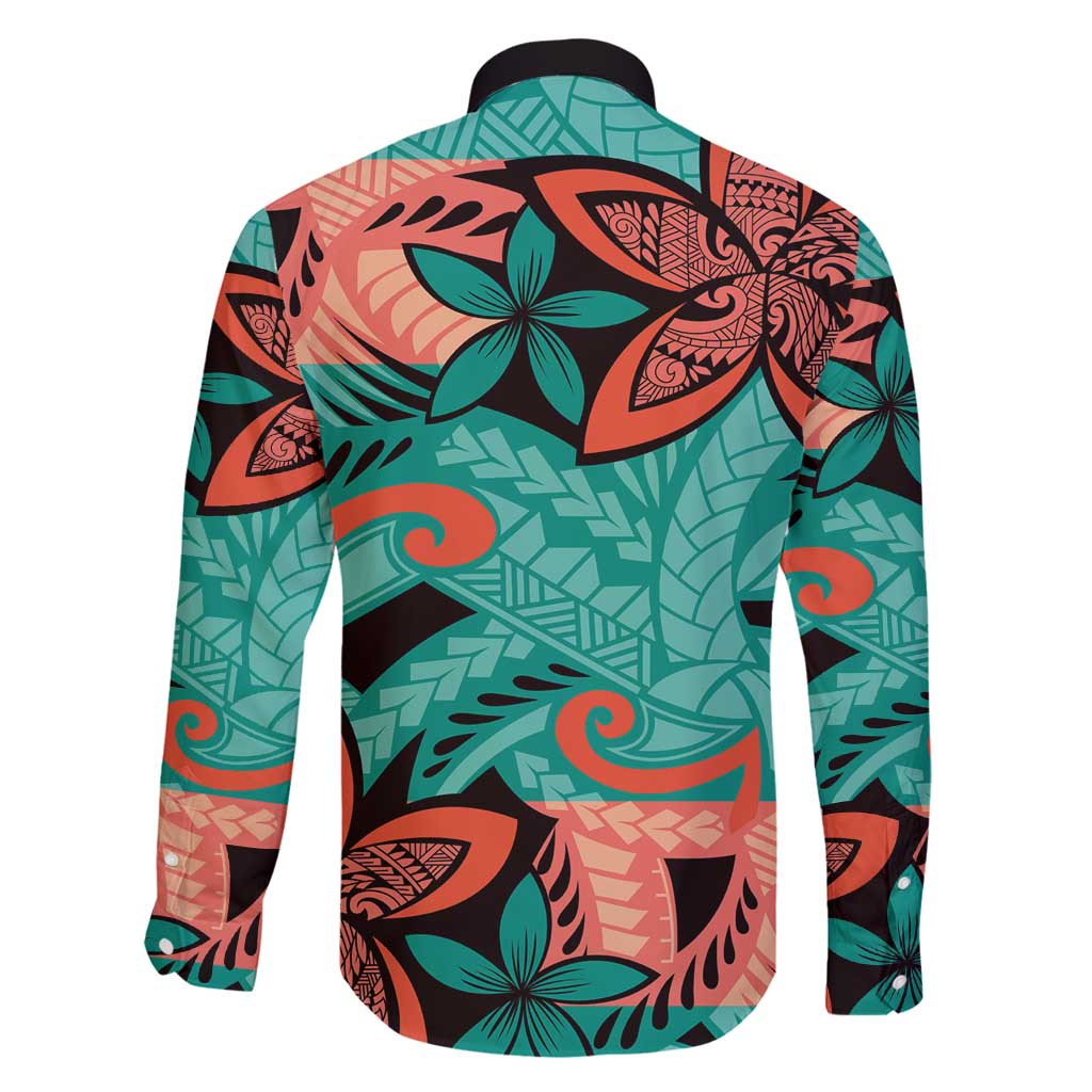 Plumeria Polynesian Pattern Family Matching Mermaid Dress and Hawaiian Shirt Unique Fantasy Teal Orange