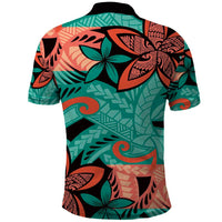 Plumeria Polynesian Pattern Polo Shirt Unique Fantasy Teal Orange LT01 - Polynesian Pride