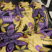 Plumeria Polynesian Pattern Back Car Seat Cover Unique Fantasy Yellow Purple