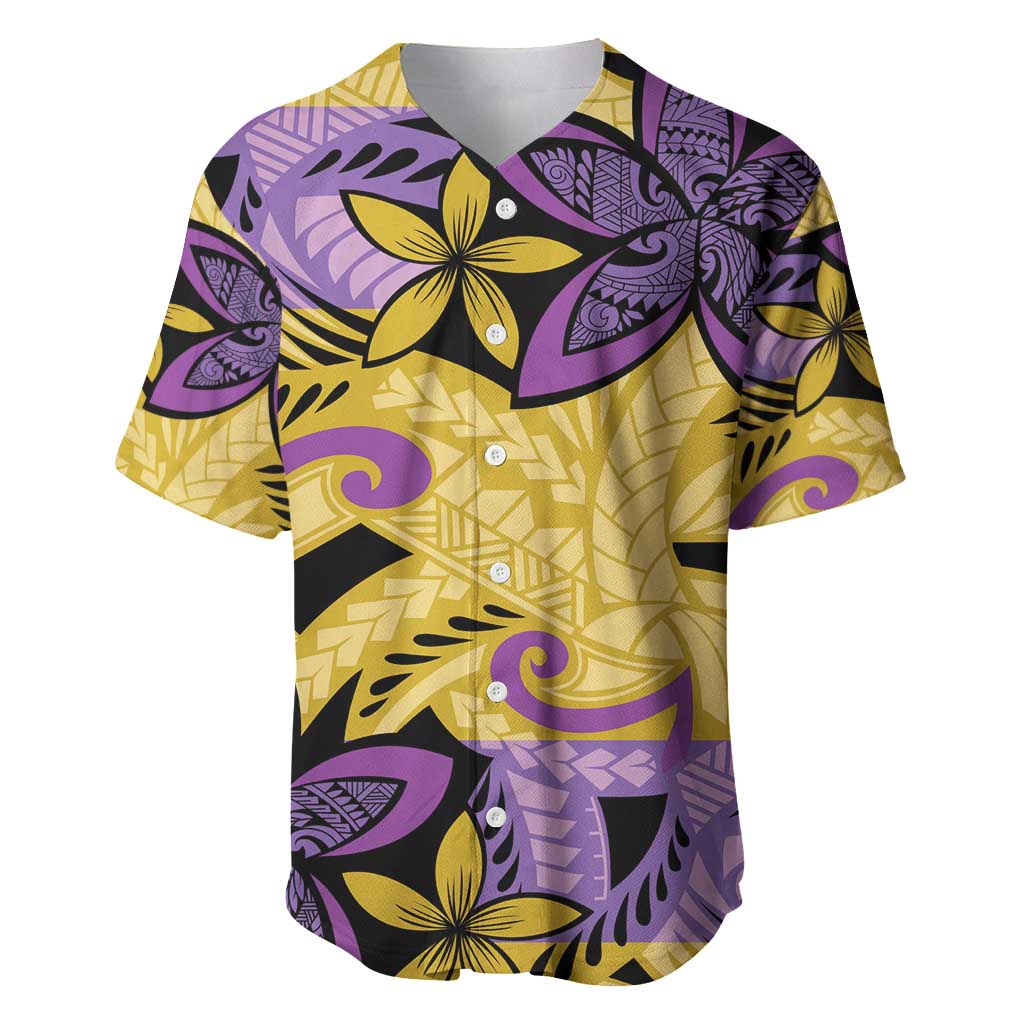 Plumeria Polynesian Pattern Baseball Jersey Unique Fantasy Yellow Purple LT01 Yellow - Polynesian Pride