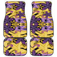 Plumeria Polynesian Pattern Car Mats Unique Fantasy Yellow Purple