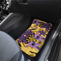 Plumeria Polynesian Pattern Car Mats Unique Fantasy Yellow Purple