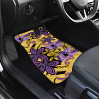 Plumeria Polynesian Pattern Car Mats Unique Fantasy Yellow Purple