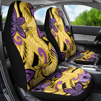 Plumeria Polynesian Pattern Car Seat Cover Unique Fantasy Yellow Purple