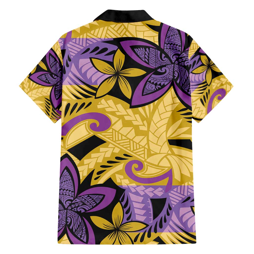 Plumeria Polynesian Pattern Family Matching Long Sleeve Bodycon Dress and Hawaiian Shirt Unique Fantasy Yellow Purple