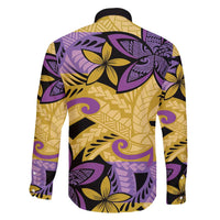 Plumeria Polynesian Pattern Family Matching Mermaid Dress and Hawaiian Shirt Unique Fantasy Yellow Purple