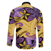 Plumeria Polynesian Pattern Family Matching Short Sleeve Bodycon Dress and Hawaiian Shirt Unique Fantasy Yellow Purple