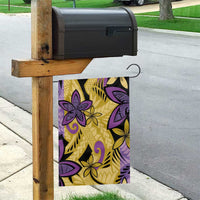 Plumeria Polynesian Pattern Garden Flag Unique Fantasy Yellow Purple