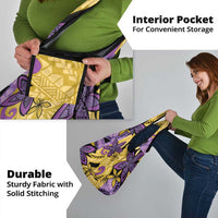 Plumeria Polynesian Pattern Grocery Bag Unique Fantasy Yellow Purple LT01 - Polynesian Pride