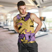 Plumeria Polynesian Pattern Men Tank Top Unique Fantasy Yellow Purple