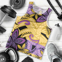 Plumeria Polynesian Pattern Men Tank Top Unique Fantasy Yellow Purple
