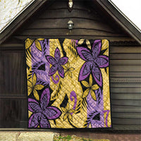 Plumeria Polynesian Pattern Quilt Unique Fantasy Yellow Purple