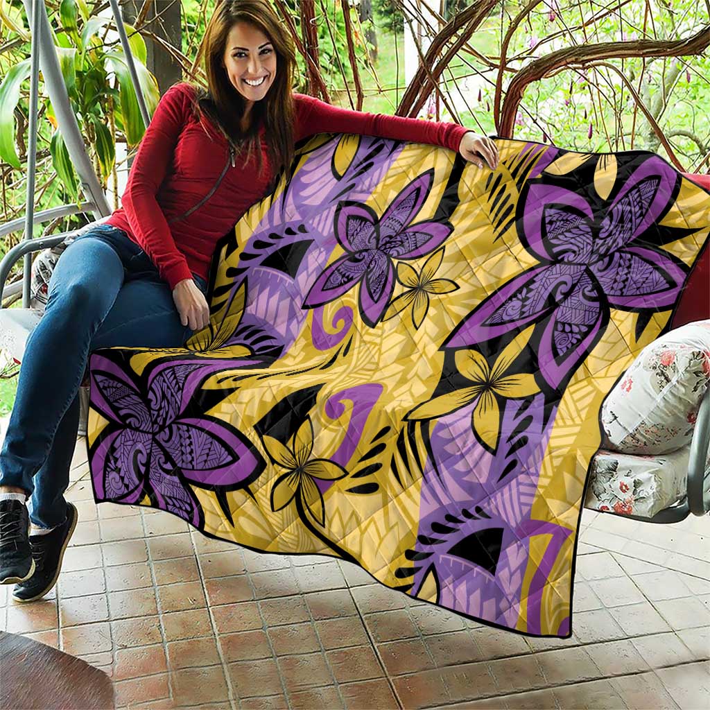 Plumeria Polynesian Pattern Quilt Unique Fantasy Yellow Purple