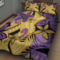 Plumeria Polynesian Pattern Quilt Bed Set Unique Fantasy Yellow Purple