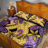 Plumeria Polynesian Pattern Quilt Bed Set Unique Fantasy Yellow Purple