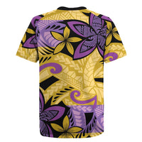 Plumeria Polynesian Pattern Rugby Jersey Unique Fantasy Yellow Purple